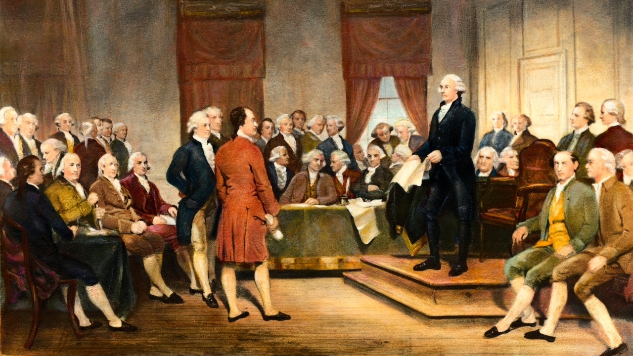 الصورة : 1789 انعقاد المؤتمر الأول في نيويورك لوضع دستور الولايات المتحدة حيز التنفيذ.