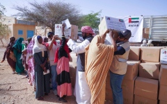 الصورة: الصورة: الفريق الإنساني الإماراتي في تشاد يواصل توزيع المير الرمضاني على اللاجئين السودانيين