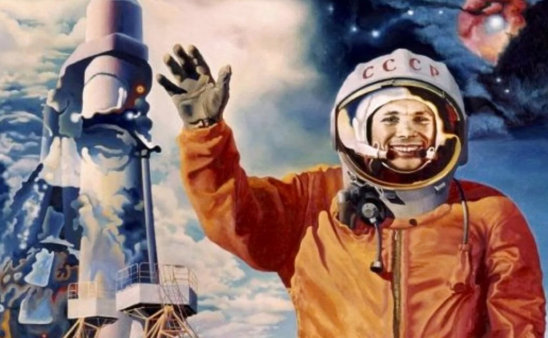 الصورة : 1961 رائد الفضاء السوفييتي يوري غاغارين في أول رحلة إلى الفضاء على متن «فوستوك 1».