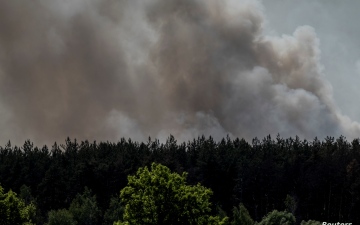 الصورة: الصورة: حريق بمنشآت طاقة في روسيا بعد هجوم أوكراني بطائرة مسيرة