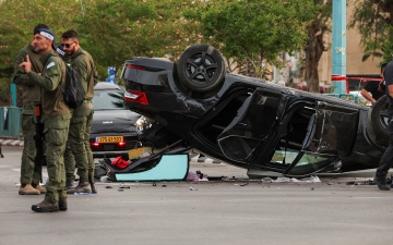 الصورة: الصورة: تعرُّض وزير الأمن القومي الإسرائيلي لحادث سير