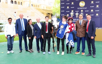 الصورة: الصورة: الفرس "الدوحة " تحصد لقب كأس رئيس الدولة للخيول العربية في فرنسا
