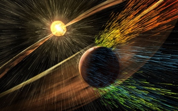 الصورة: الصورة: العاصفة الشمسية تستدير عن الأرض وتستهدف المريخ